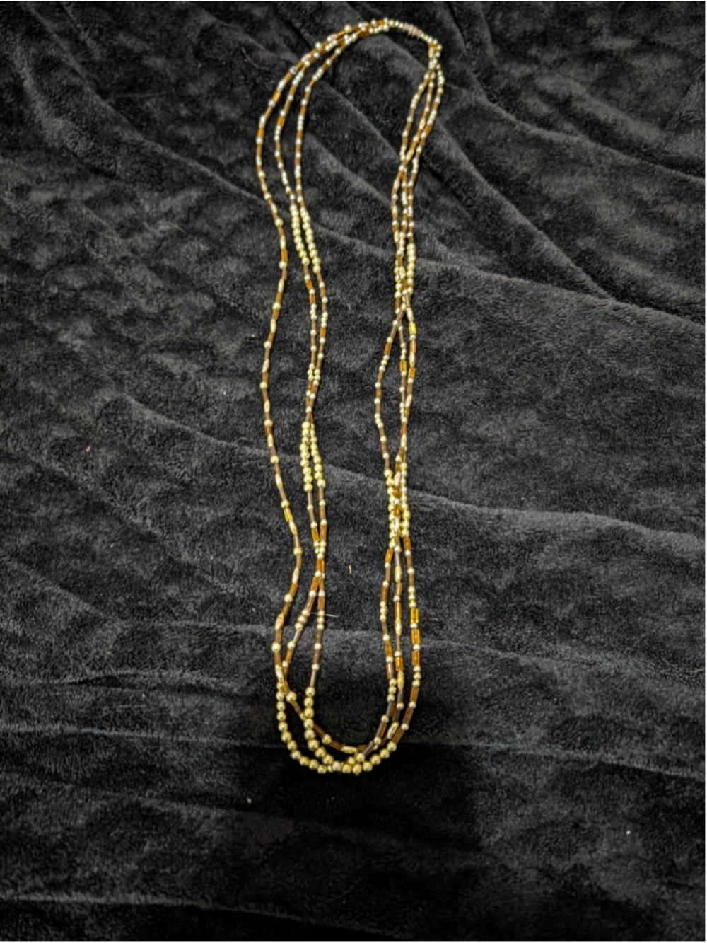 Women's Unbranded Multi-Strand Beaded Necklace One Size Gold Brown
